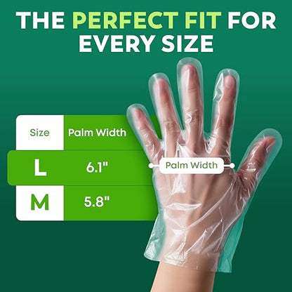Keppi 600 Pack Disposable Gloves Medium – Clear HDPE Plastic, Food Safe, Latex-Free, BPA-Free – Single-Use for Cooking, Food Prep, Cleaning & Serving - color: Poly Gloves, size: Medium-Large