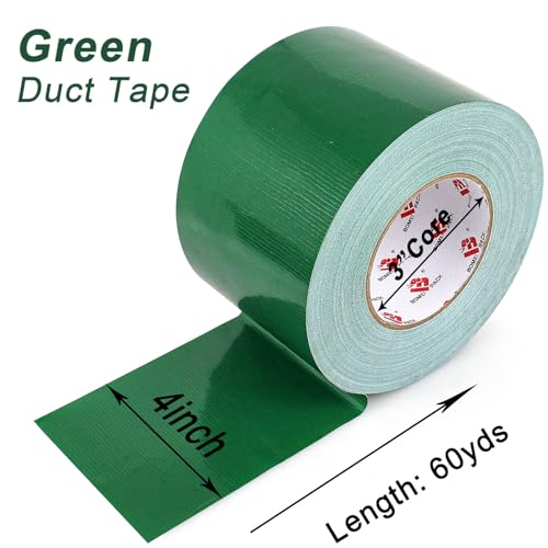 BOMEI PACK 4 Inches Green Duct Tape,Heavy Duty Wide Roll Duct Tape,4 Inch x 60 Yards,9 Mil Thick,Flexible,Waterproof and UV Resistant,Residue Free for Repairs,Industrial,Professional Use - color: Green