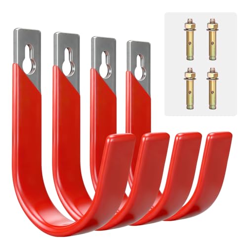 Garage Wall Hooks for Hanging Heavy Duty, 4 Pack Garage Organizer Storage Hooks Wall Mount for Garden Hoses, Brooms, Ladders, Garage Storage - size: 4 Pack