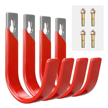 Garage Wall Hooks for Hanging Heavy Duty, 4 Pack Garage Organizer Storage Hooks Wall Mount for Garden Hoses, Brooms, Ladders, Garage Storage - size: 4 Pack