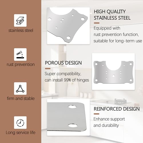 Metal Hinges Repair Fixing Plates with Screw for Kitchen Cupboard Door, Cabinet Hinge Repair Plate, Hinge Repair Board with Screws 10-Pcs