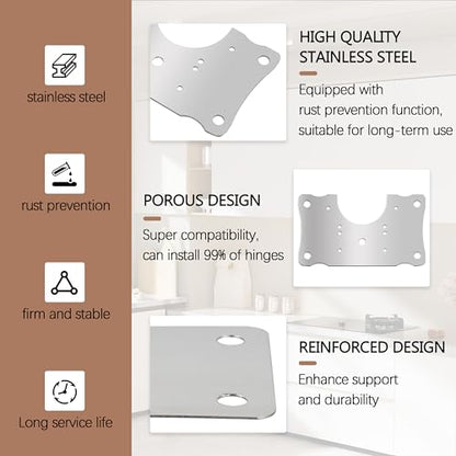 Metal Hinges Repair Fixing Plates with Screw for Kitchen Cupboard Door, Cabinet Hinge Repair Plate, Hinge Repair Board with Screws 10-Pcs