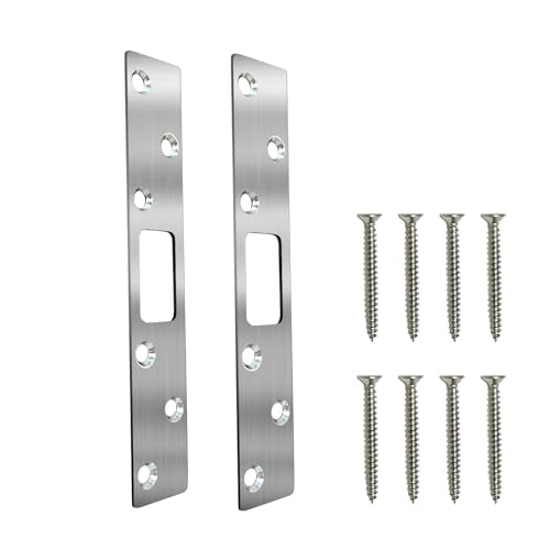 2 Packs Deadbolt Strike Plate Door Backplate Door Security Devices, High Security, Steel Metal Striker Plates Door Reinforcement Plate, Door Latch Strike Plate Repair Kits (Satin Nickel) - color: Satin Nickel