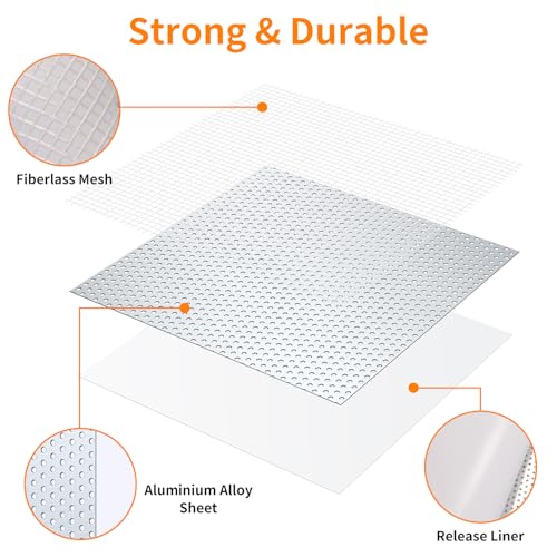 Wall Patch Kit, 15 Pieces Aluminum Self-Adhesive Mesh Repair Patches for Drywall, Multiple Sizes 2/4/6/8 Inch, Permanently Repairs Damaged Walls and Ceilings - size: 2/4/6/8in