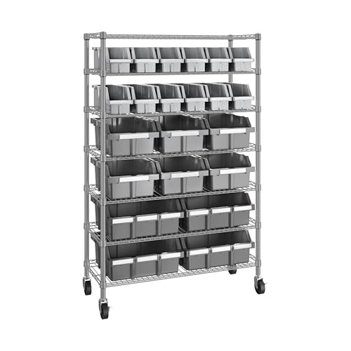 Seville Classics Commerical Grade NSF-Certified Bin Rack Storage Steel Wire Shelving System - 22 Bins - Gray - color: Gray, size: 22 Bin