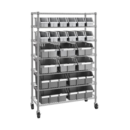 Seville Classics Commerical Grade NSF-Certified Bin Rack Storage Steel Wire Shelving System - 22 Bins - Gray - color: Gray, size: 22 Bin