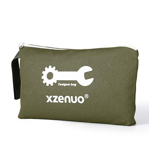 Small Tool Bag, 16oz 12 inch Tool Pouches with Zipper, Canvas Storage Bags for Travel Work Motorcycle Car Tools Pencils Men, Green - color: Green