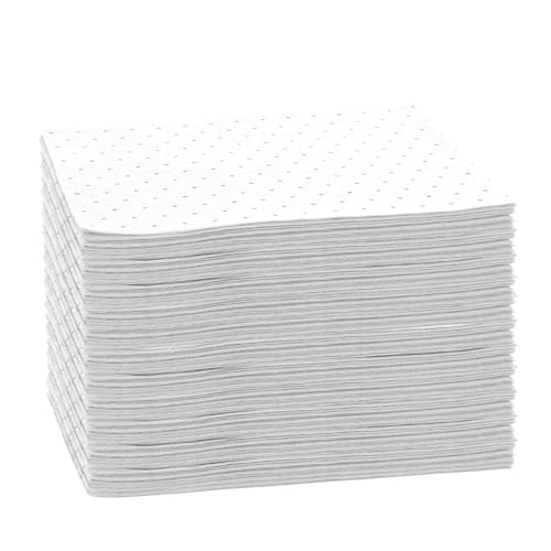 Oil Absorbent Pads Sheets 10 x 13 inch, Waterproof Anti-Slip Speedy Dry Absorbent Mat, Oil Change Pads for Under Car & Motorcycle, Liquid Spill Mat for Garage Floor Workbench & Driveway (100 PCS)