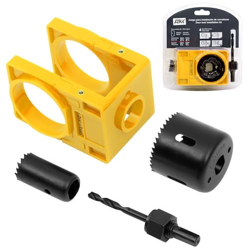 RKK Door Lock Installation Kit - Deadbolt & Door Knob Hole Saw Kit - Yellow - color: Yellow
