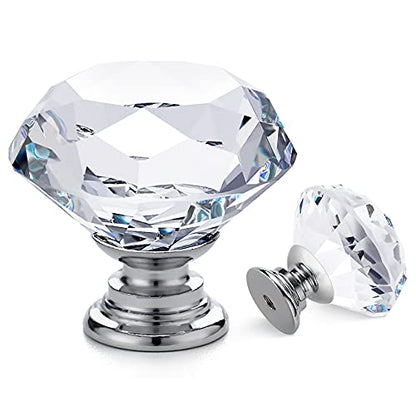 Ravinte 5 Pack Crystal Drawer Knobs - Glass Cabinet Knobs, Diamond Shaped, 30 mm with Silver Base - color: Silver