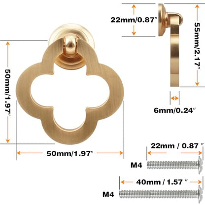 6 Pack 55mm Cupboard Knobs Cabinet Knobs Gold Zinc Alloy Dresser Drawer Knobs with Screws for Kitchen, Bathroom, Bedoom - color: Gold
