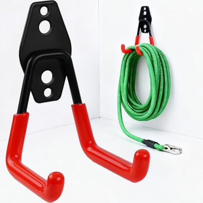 Heavy Duty Garage Storage Hooks, Utility Steel Garage Tool Organizer Wall Mount for Hanging Power and Garden Tools Ladders Hoses Bikes Ropes & Bulk Items