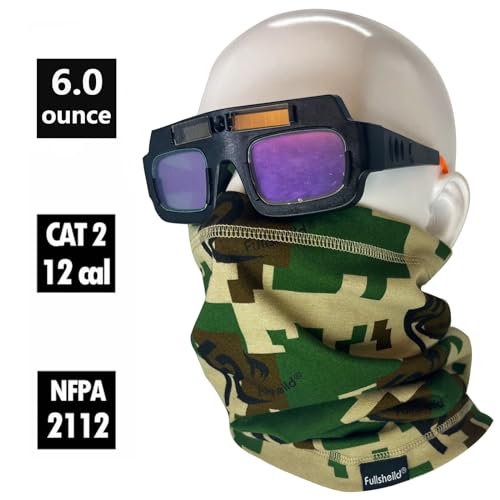 Fullsheild FR Flame Resistant Face Mask Full Cover Neck Gaiter Snood for Welding Hunting Army Military Working - color: Black and Alphabet Camouflage-2pcs