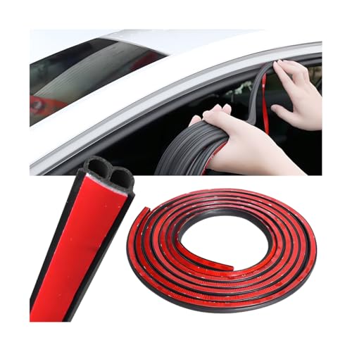Double Layer Car Door Seal Strip, 32.8FT 2 Holes B Shape Rubber Soundproofing Vehicle Sealing Trim, Self Adhesive Edge Weatherstrip Protector, Universal Automotive Accessories