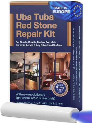 UBA Tuba & Black Stone Repair DIY Kit (Red, Black & Clear Color) - Ideal as Granite Repair Kit I Works Great as Quartz Countertop Repair Kit I Also for Ceramic, Tile and Porcelain Repair Kit - color: red, black & clear