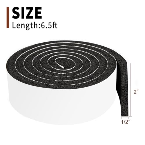Yotache Open Cell Air Conditioning Weatherstrip Insulation Foam 2" x1/2", Self Adhesive Flame Retardant Seal Strip, 6.5 Feet Long - size: (2"×1/2") 6.5FT