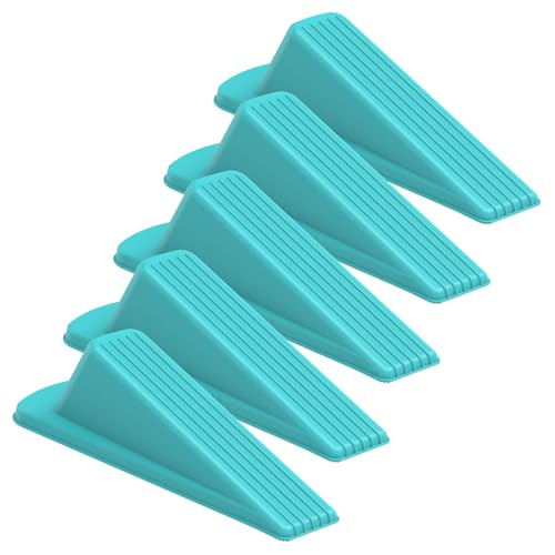 Crosize 5 Pack Door Stoppers for Bottom of Door, Premium Rubber Door Stops, Sturdy Wedge for Carpet, Tile, Concrete, Wood, Door Holder for Heavy Duty Door, Blue - color: Blue, size: Standard 5 Pack