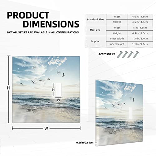 Beach Ocean Scenery Combination Wall Plate 2 Gang 1 Blank 1 Toggle Light Switch Cover Decorative Switch Plate Outlet Cover, 4.5 x 4.5 Inch - color: 1 Blank 1 Toggle Wall Plate