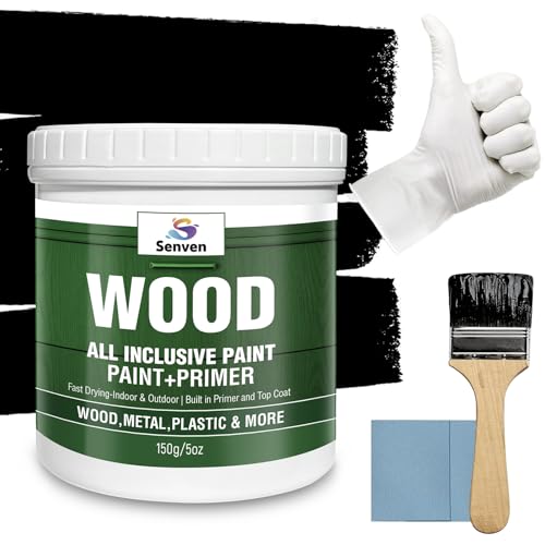 Wood All-in-One Paint Black Touch-Up Paint for Wood, Furniture, Cabinets, Walls, Trim, Doors, Tables, Acrylic Enamel Multi Surface Paint, Water Based Fast Drying, Interior/Exterior, 5.3 Fl Oz - color: Black, size: 5.3 Fl Oz (Pack of 1)