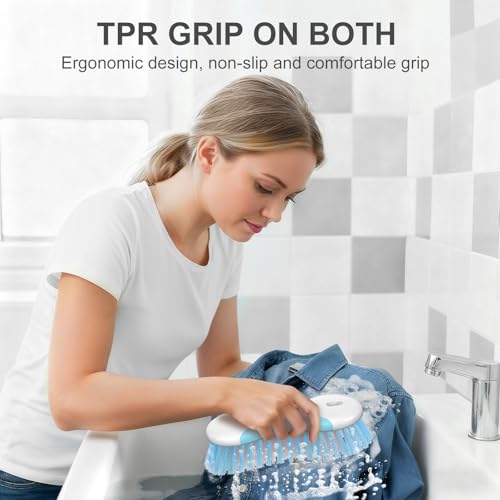 SetSail Multi-Purpose Scrub Brush of 2 Pack, Stiff Bristles Cleaning Brush with Non-Slip Grip Heavy Duty Scrub Brushes for Cleaning Bathroom Kitchen Tile Bathtub Sink, Blue - color: Blue