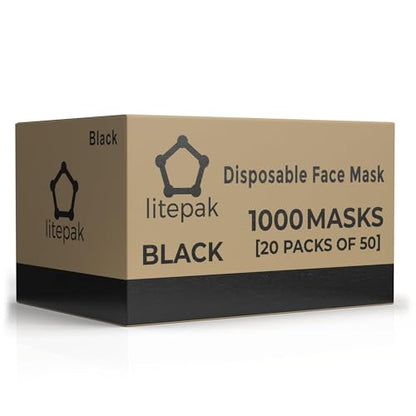 Disposable Face Masks - 1,000 PCS - for Home & Office - color: Black