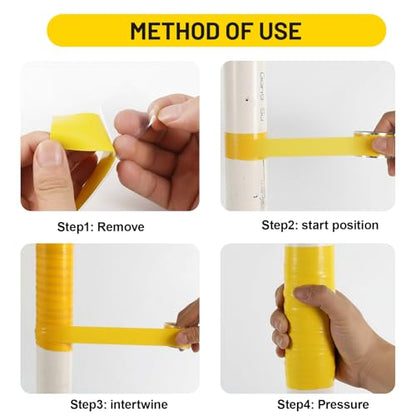 2-Pack Yellow Rubber Splicing Tape (20 Ft Total) - Self Fusing Emergency Repair Tape for Wiring & Marking - Non-Slip Silicone Grip for Handlebars - Easy-Peel Liner, 1 Inch x 10 Feet - color: Yellow