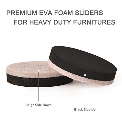 24 Pieces Furniture Sliders 2 Inch Round Felt Furniture Slider Reusable Heavy Duty Furniture Moving Pads for Hardwood Floors and Other Hard Surfaces - size: 2 inch Round