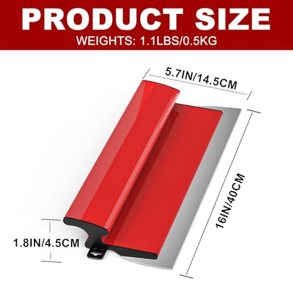 16 Inch Drywall Skimming Blade, Replaceable 0.38mm Stainless Steel Blade, Drywall Trowel for Gyprock, Drywall and Wall-Boardrd, Ergonomically Designed Grip - size: 16 Inch