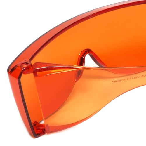 Calabria 3000 Fitover Safety Glasses with Uni-Lens – [Dark Orange Red] Wrap Around Eye Protection | Anti-Fog Scratch Resistant | Protective Eyewear - color: Dark Orange Red