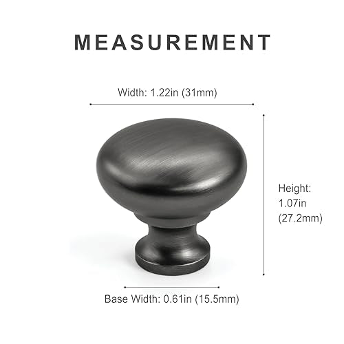 HESTIA HARDWARE 10 Pack 1-1/4 inch Diameter Pewter Round Zinc Cabinet Knobs for Kitchen Bathroom Closet Dresser Cabinets Cupboard (Z1.10.B) - color: Antique Silver