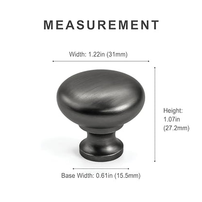 HESTIA HARDWARE 10 Pack 1-1/4 inch Diameter Pewter Round Zinc Cabinet Knobs for Kitchen Bathroom Closet Dresser Cabinets Cupboard (Z1.10.B) - color: Antique Silver