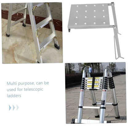 KALLORY Sturdy Iron Work Platform Ladder Tray Folding Platform for Extension Ladders Multi Use Tool Organizer Heavy Duty Construction for Versatile Tasks