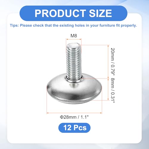 uxcell 12Pcs M6 Thread Furniture Feet Levelers, 28x10mm Adjustable Leveling Table Feet, Screw on Furniture Glide Leveling for Chair Stool Legs, Black - color: Black, size: M6 x 28 x 10mm