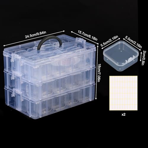 SGHUO Bead Organizer Box, 84 pcs Small Organizers, 3-Tier Stackable Storage Container Box for Art Craft Storage, Washi Tape, Kids Toys, Jewelry, Beauty & Sewing Supplies - style: 3 tier-2in