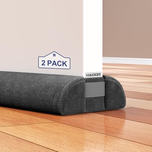 HADOR 2 Pack Door Draft Stopper for Bottom of Door, 36 Inch Under Draft Air Noise Light Blocker 30"- 36" Double Side Triangle Soundproof Sweep Filler Seal Gap up to 1.7" for Patio Sliding Door, Black - color: Black, size: 2 Pack-36 Inch