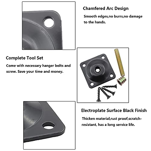 4PCS Leg Mounting Plate,TTZEZE Heavy Duty Top Plate for Leg,Leg Attachment Plate,Industrial Strength T-Plate Leg with Hanger Bolts & Screws for Strengthen Weak Furniture Repair Damaged Sofa Couch Seat - size: 9 Degree