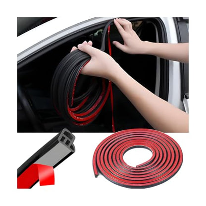 Mandark Car Door Seal Strip, Rubber Double Layer Vehicle Weather Stripping, 32.8ft 4 Holes Soundproof Self Adhesive Automotive Sealing Strip Accessories, Universal for SUV, Truck, RV - size: 4 Holes/32.8FT