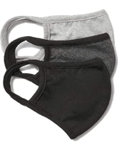 Cotton Face Masks - Made of Premium Organic Cotton, Reusable Washable Soft Cloth Face Masks 3/6 Pk - color: 3 Pack Black,grey,charcoal