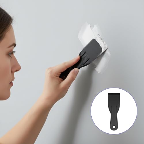5 PCS Plastic Putty Knife Plastic Putty Filler Knife Tool Set 2 Inch Putties Knives Black Filling Knives Scrapers for Repairing Walls, Removing Wallpaper, Spackling Patching