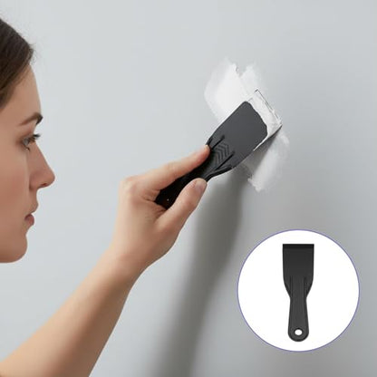 5 PCS Plastic Putty Knife Plastic Putty Filler Knife Tool Set 2 Inch Putties Knives Black Filling Knives Scrapers for Repairing Walls, Removing Wallpaper, Spackling Patching