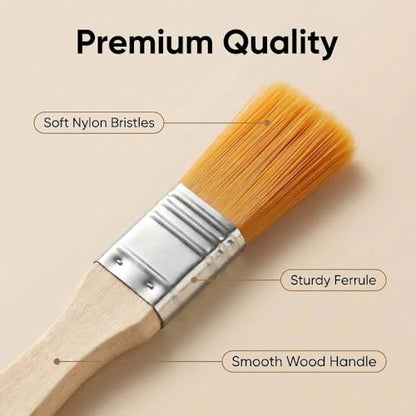 12-Piece Soft Nylon Bristle Paint Brush Set for Walls, Cabinets, Trim, Fences, Touch-Ups, Staining, Crafts, DIY and Painting Projects