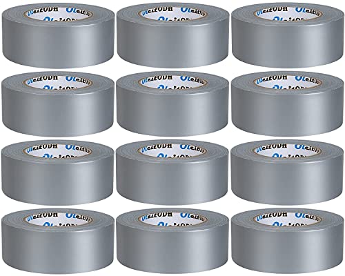 Oleitodh Silver Heavy Duty Duct Tape Bulk 12 Pack -2 inch 60 Yards Each,Strong No Residue, All-Weather, Tear by Hand, Waterproof Gray Tape for Indoor Outdoor Use,Multi Purpose Home Repair - color: Grey, size: 2in X720 Yards