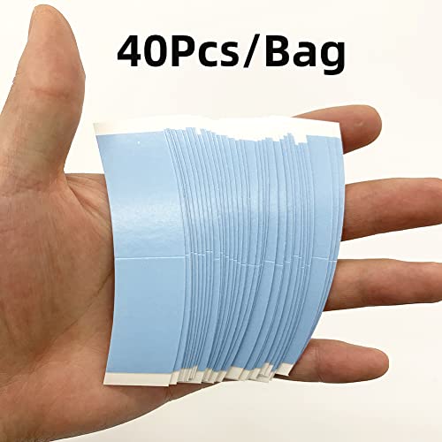 Eumos 40pcs Double Sided Wig Tape Waterproof Lace Front Tape for Wigs Adhesive Tape Strong Hold Clear Wig Tape for Lace Wigs Toupee Hairpiece - color: Blue40 piece