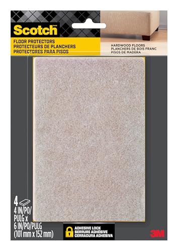 Scotch Felt Furniture Pads 4 PCS Furniture Pads for Hardwood Floors, Beige, 4" x 6" - color: Beige, style: 4 Pads Standard Packaging