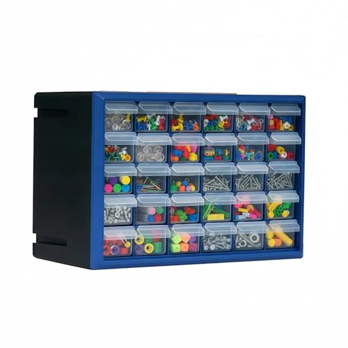NORTHSKY 30-Drawer Plastic Storage Drawers, Small Parts Organizer, Stackable Teacher Toolbox for Hardware, Screws, Nuts & Bolts, Stickers, Beads, Building Bricks, Garage Storage，14.17 × 7.09 × 9.45 - size: 30 Drawer