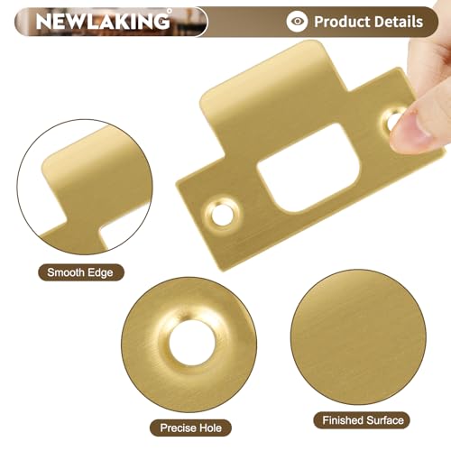 T-Shape Satin Brass Door Strike Plate for Door Frame Repair Kit, 2-1/8'' Hole Spacing, 1 Pack - color: Satin Brass