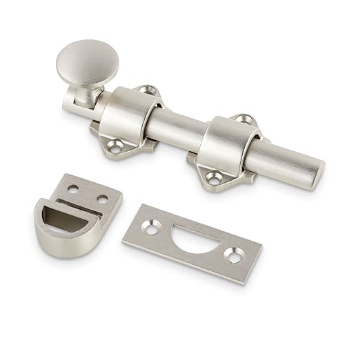 Mega Handles Dutch Door Bolt - 4 Inch Heavy Duty Slide Bolt Latch, Easy to Install Slide Latch for Dutch Doors, Suitable Slide Bolt for Toy Boxes, Cabinets, Pantry Doors and More - Satin Nickel - color: Stin Nickel, size: 1 Pack