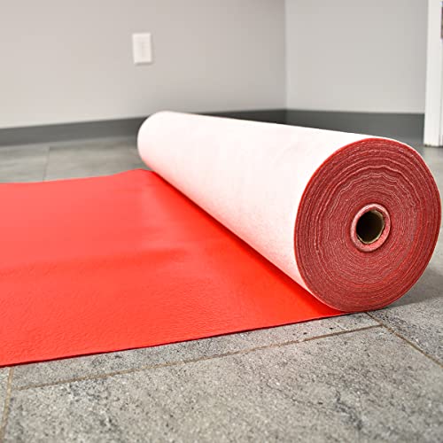 ShuBee® BeeArmor® Red Temporary Surface Protection – Impact Resistant, Slip-Resistant Tacky Backing, Multi-Surface Floor Protector for Construction, Remodeling & Painting, 39” x 100’ (325 Sq Ft) - color: Red