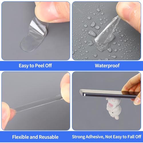 JANYUN 280 Pcs Mounting Putty, Double Sided Sticky Dots Removable Poster Putty Clear Sticky Tack for Wall Hanging Pictures Putty for Home Office Decor (20x10mm) - size: 0.79"x0.39" Square
