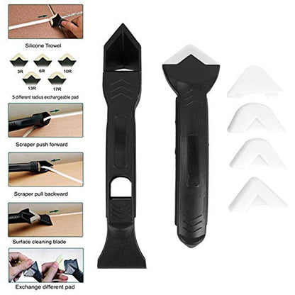 Caulk Tools Kit Silicone Sealant Remover Shovel Glass Cement Caulking Scraper Sealant Finishing Tool Grout Scraper For Kitchen Bathroom Window, Sink Joint 3 In 1